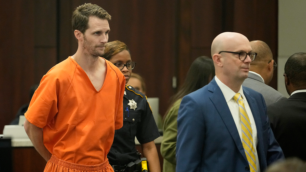 Lee Mongerson Gilley appears in a Houston courtroom in 2024 after being charged with capital murder in the death of his pregnant wife.