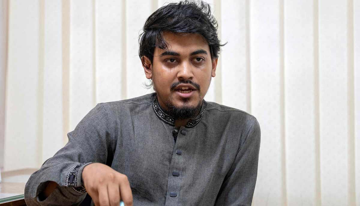 Md Mazharul Islam, a career advisor for the Dhaka University Central Students Union (DUCSU), speaking during an interview with AFP on campus in Dhaka.— AFP