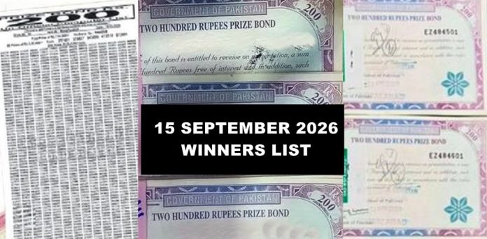 Rs200 Prize Bond Winners, Draw Results – 15 September 2026