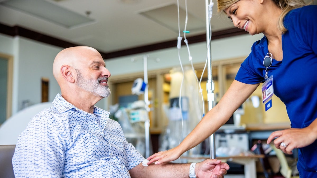 Man getting cancer treatment