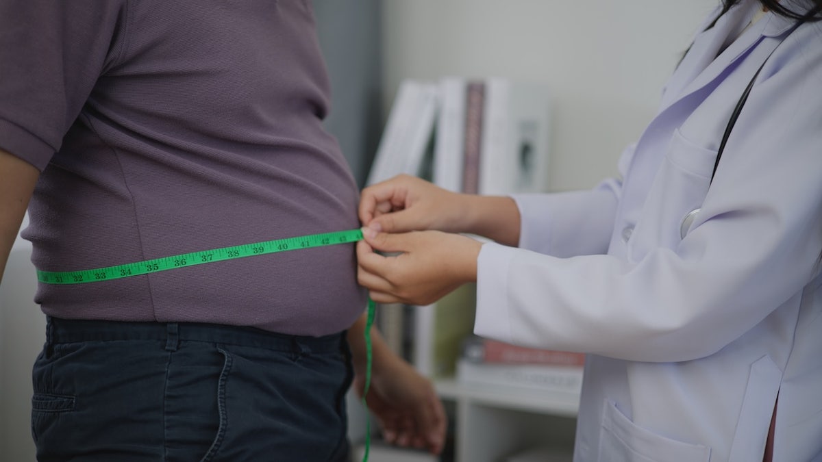 Obese man at doctor