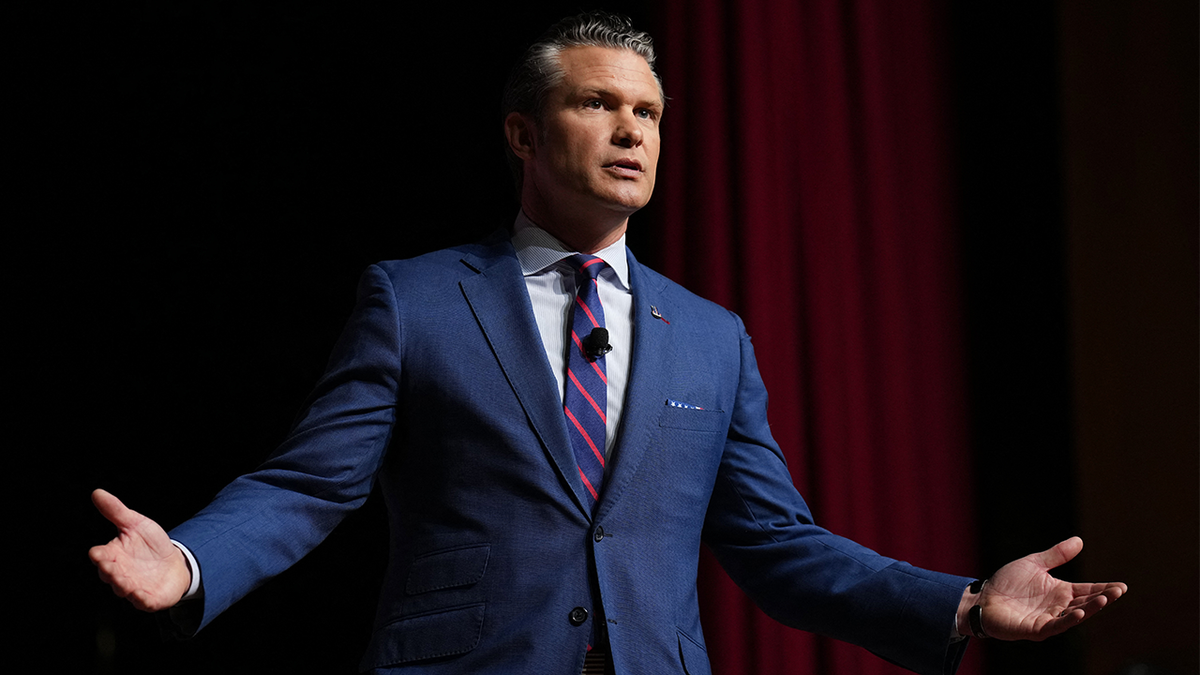 US Secretary of Defense Pete Hegseth addresses senior military officers at Marine Corps Base Quantico in Quantico, Virginia, on September 30, 2025.