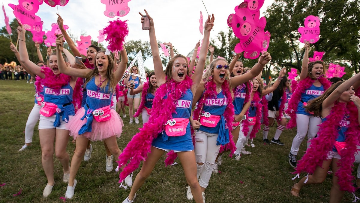 Sorority girls celebrating