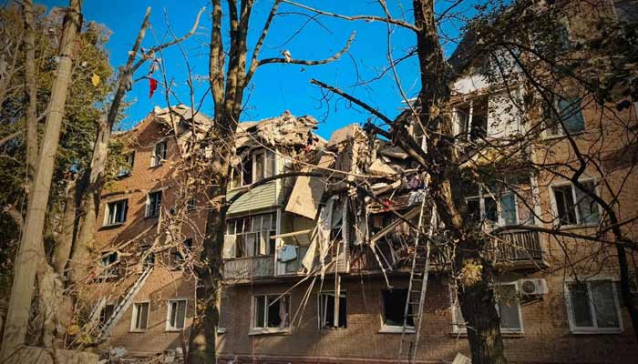 Rescuers work at a site of an apartment building damaged by a Russian missile strike, amid Russias attack on Ukraine, in the town of Pryluky, Chernihiv region, Ukraine, in this handout picture released October 7, 2026.— Reuters