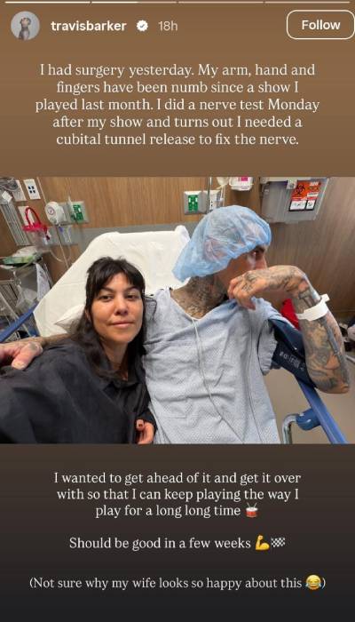 Travis Barker shares update after hospital visit with Kourtney Kardashian