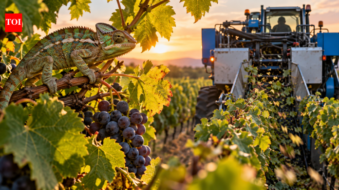 Chameleons may be attracted to vineyards but die during mechanical harvesting; scientists warn farms can become ecological traps