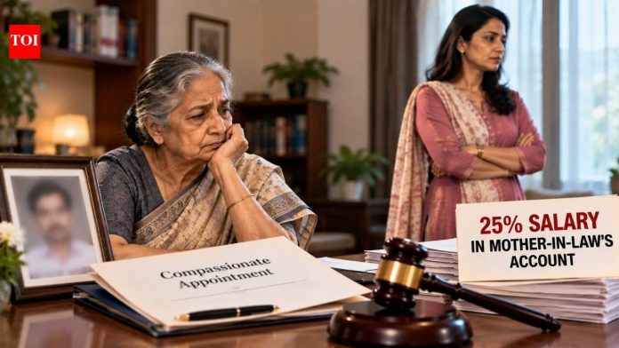 Wife got late husband’s government job on compassionate grounds, promised to care for in-laws but left and remarried; Court orders 25% salary for mother-in-law and equal terminal benefits
