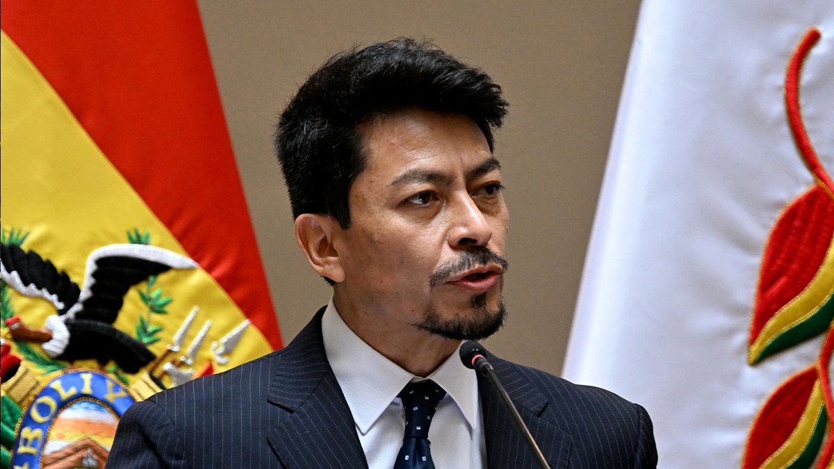 Bolivia's new Foreign Minister Fernando Aramayo Carrasco speaks after being sworn in during the inauguration ceremony of President Rodrigo Paz's cabinet at the Palacio Quemado government palace in La Paz, Bolivia, on November 9, 2025.