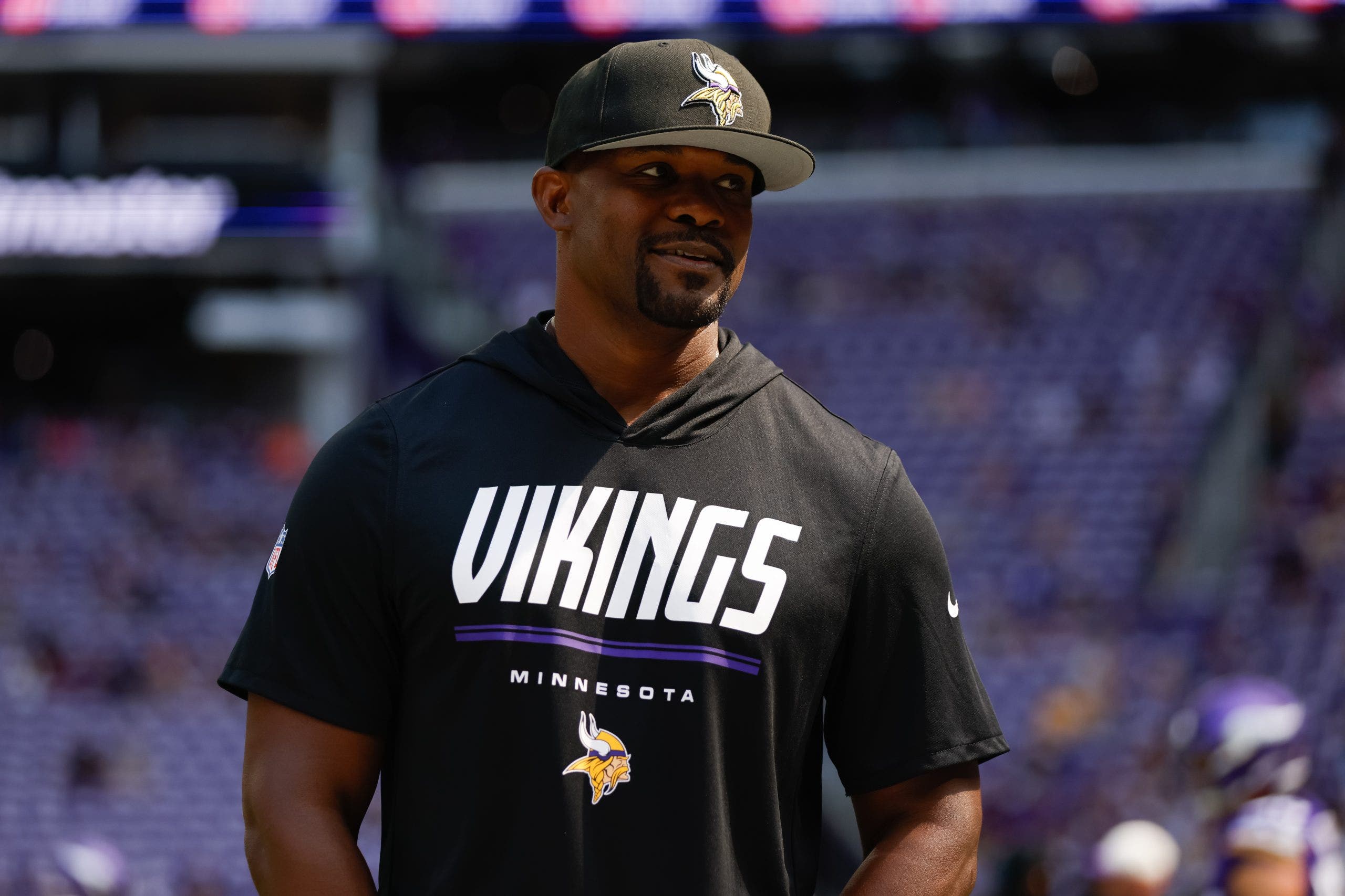 Vikings defensive coordinator Brian Flores has gotten the most out of his unit to start the year. (Photo by Bailey Hillesheim/Icon Sportswire via Getty Images)