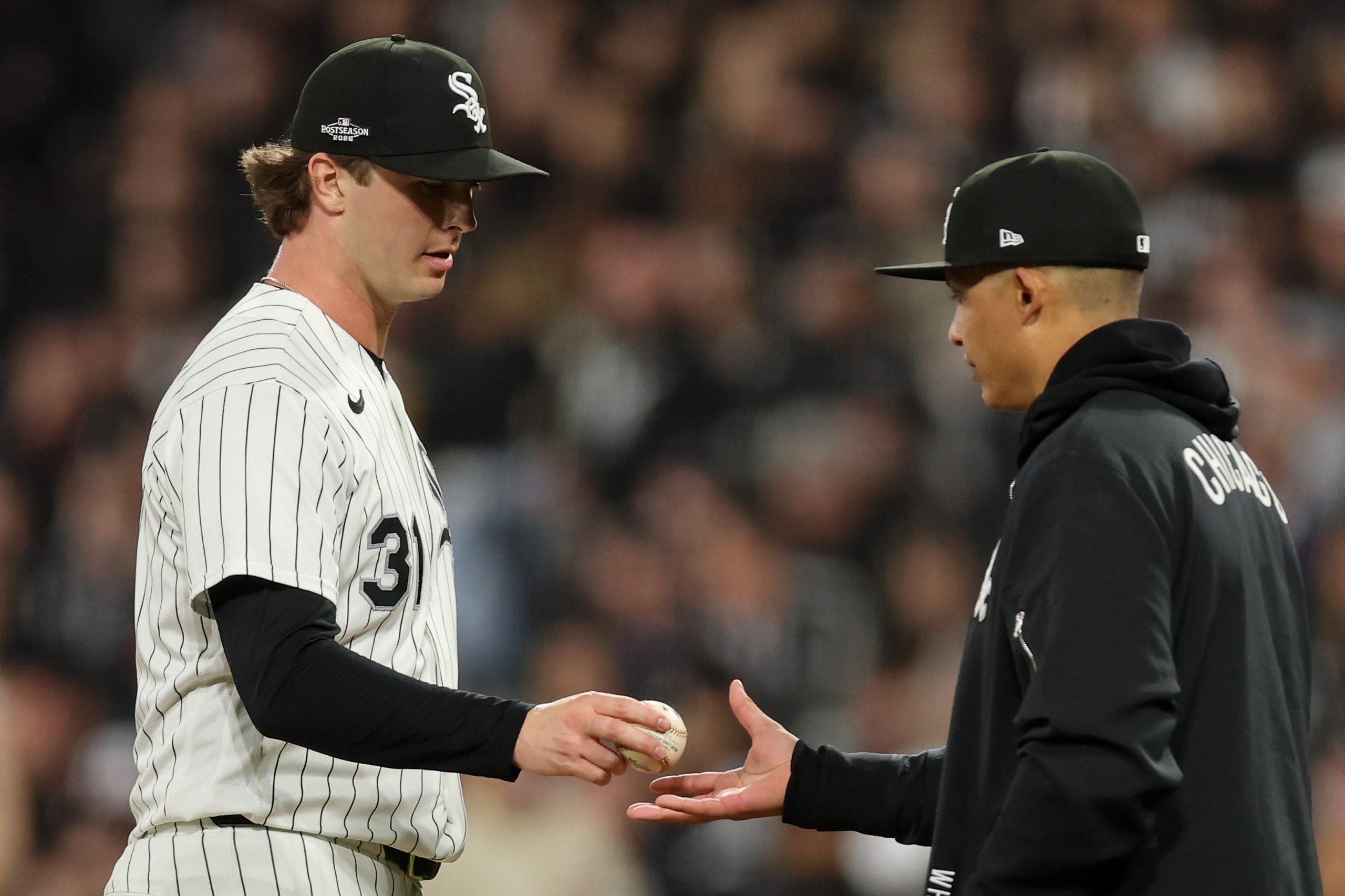 Grant Taylor (left) struggled, which was part of the reason that White Sox manager Will Venable had to go so deep into his bullpen. (Michael Reaves/Getty Images)