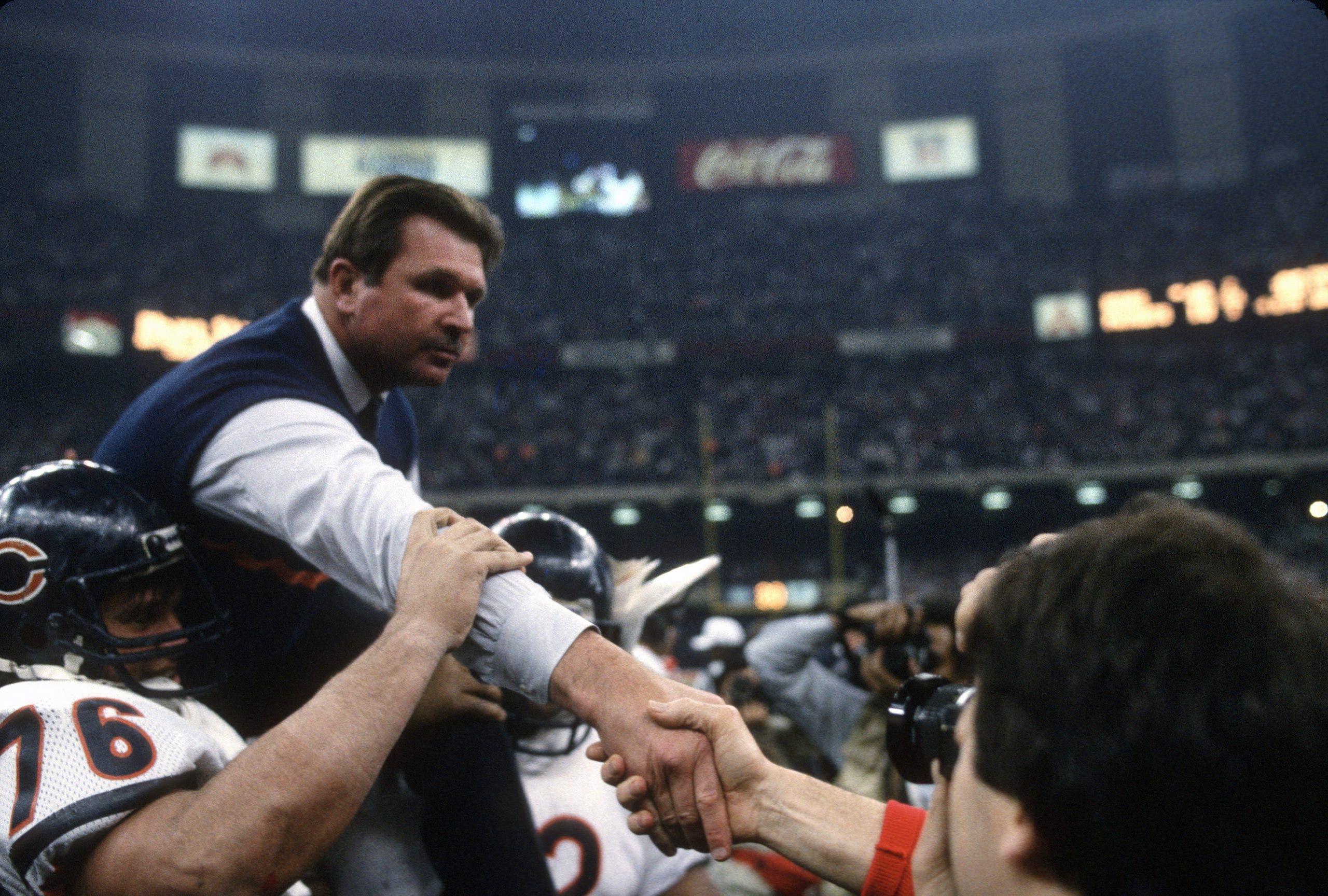 The Bears made the playoffs seven times under Mike Ditka, highlighted by winning Super Bowl XX. (Photo by Focus on Sport/Getty Images)