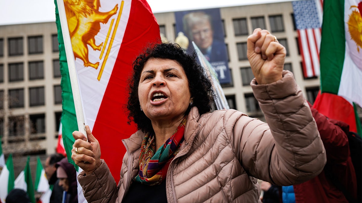 Protesters rally in Washington supporting regime change in Iran.