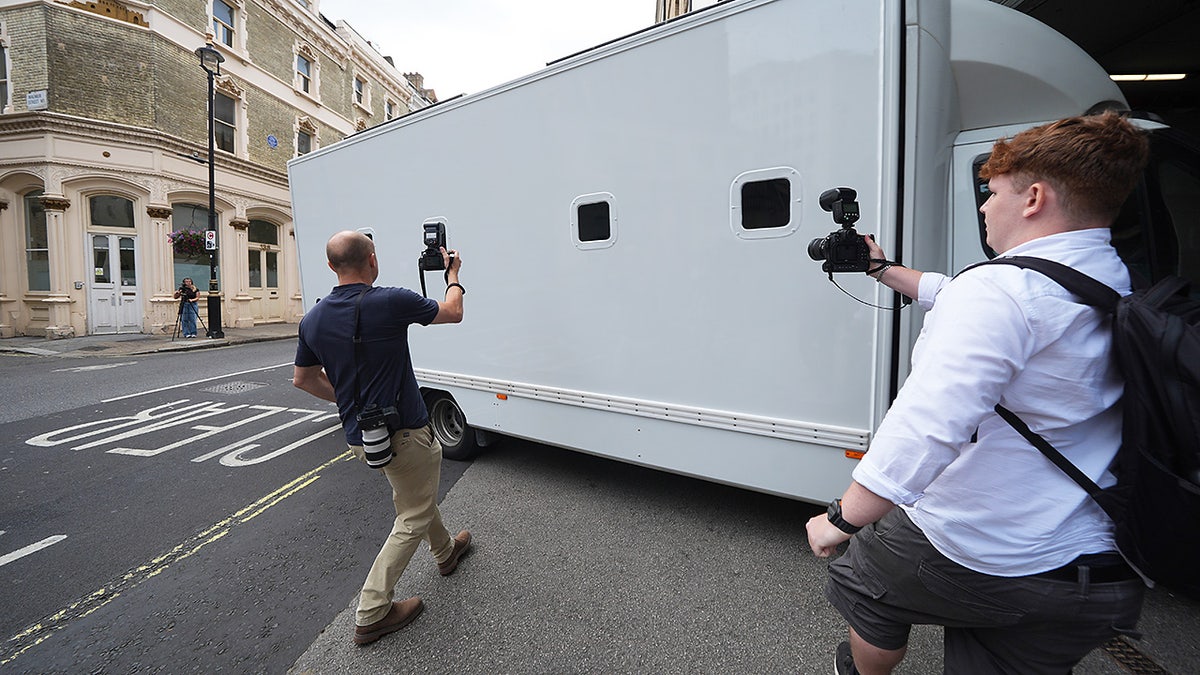 A prison van arriving at Westminster Magistrates' Court in London, where Joshua Kerry is due to appear.