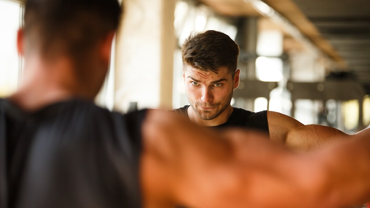 Man looking in mirror