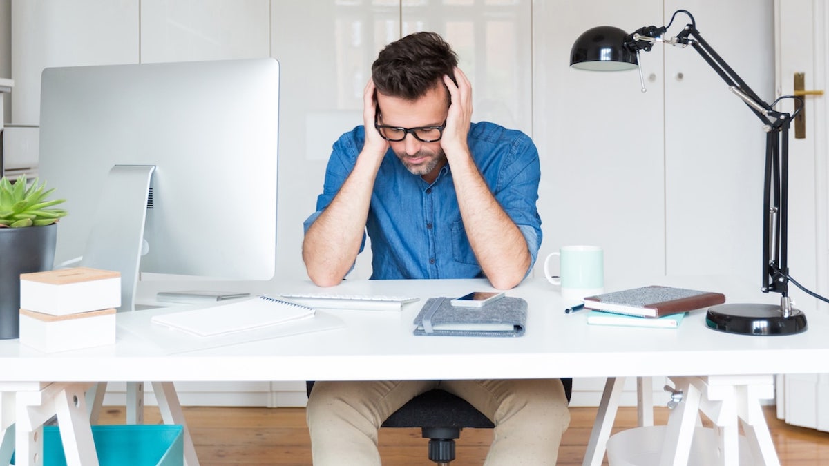 Man tired working from home