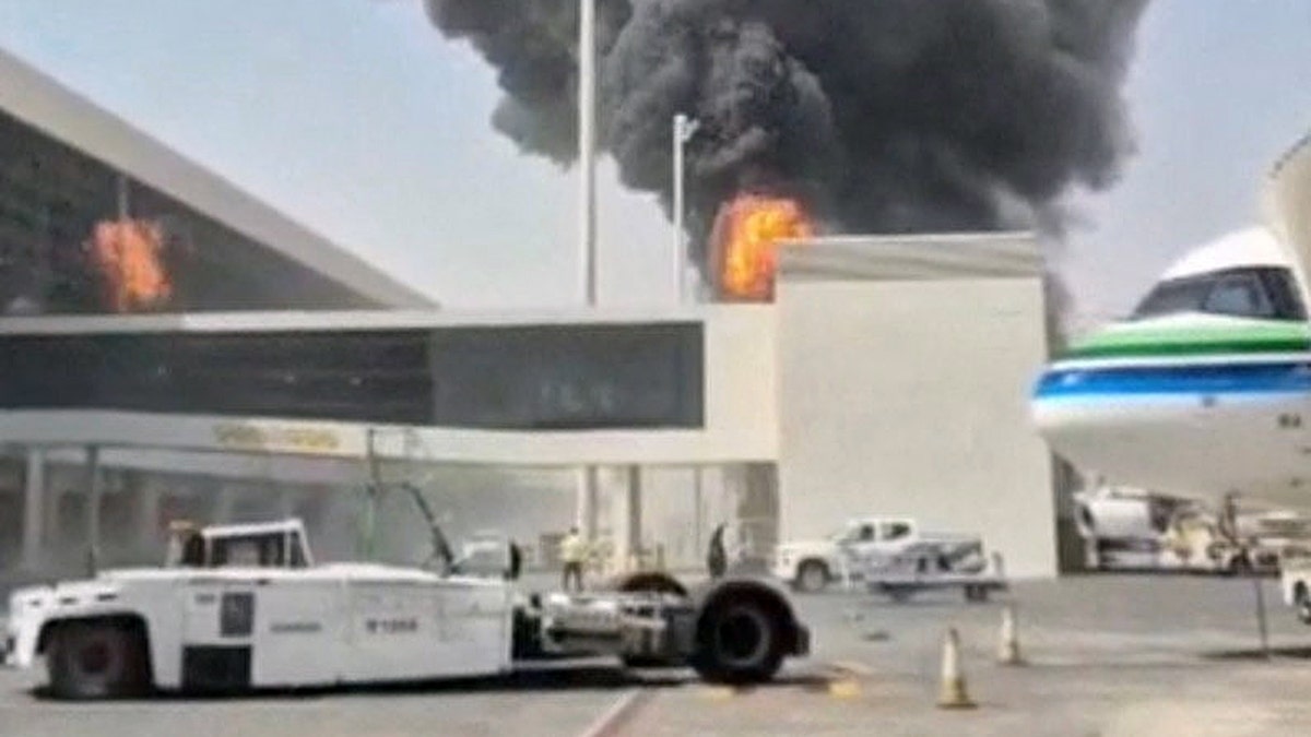 Flames rise from Saudi Arabia airport following attack