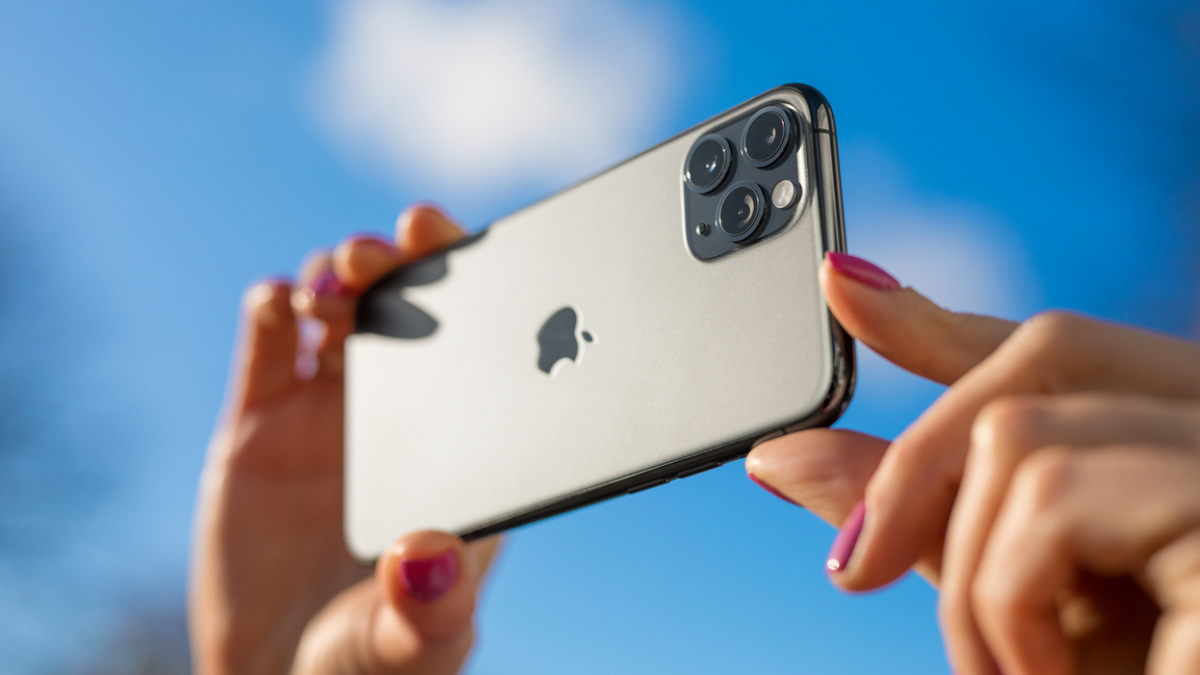 Taking a photo on an iPhone.